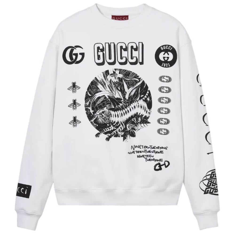Gucci Black and White Graphic Crewneck Sweater
